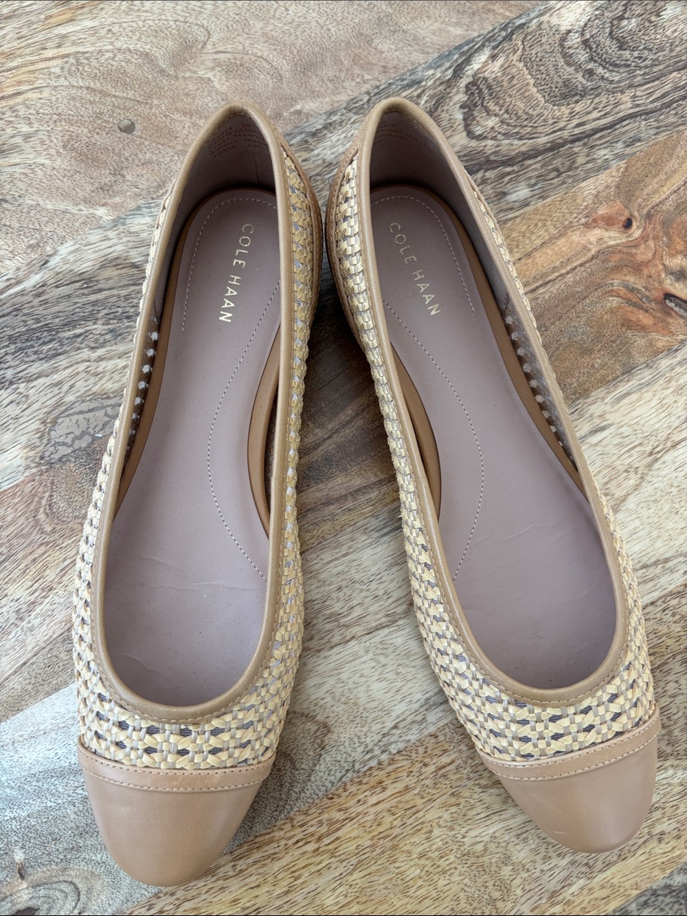 Cole Haan Beige/Tan Woven Ballet Flats